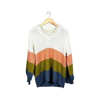 E&M Striped Colored Block Sweater